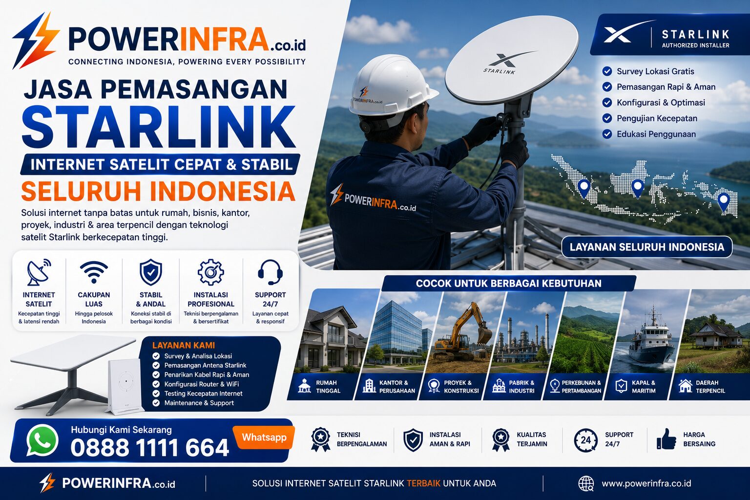 Jasa Pemasangan Starlink Jakarta | Tangerang | Bekasi | Bogor | Karawang | BSD | Surabaya | Bandung | Gresik | Sidoarjo | Jatake | Merak
